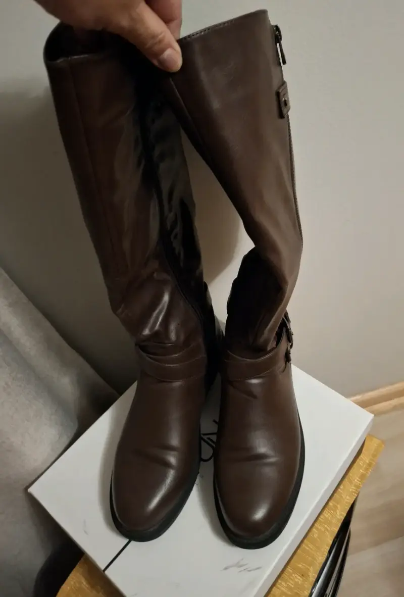 Botas largas marrones de cuero sintético - 2