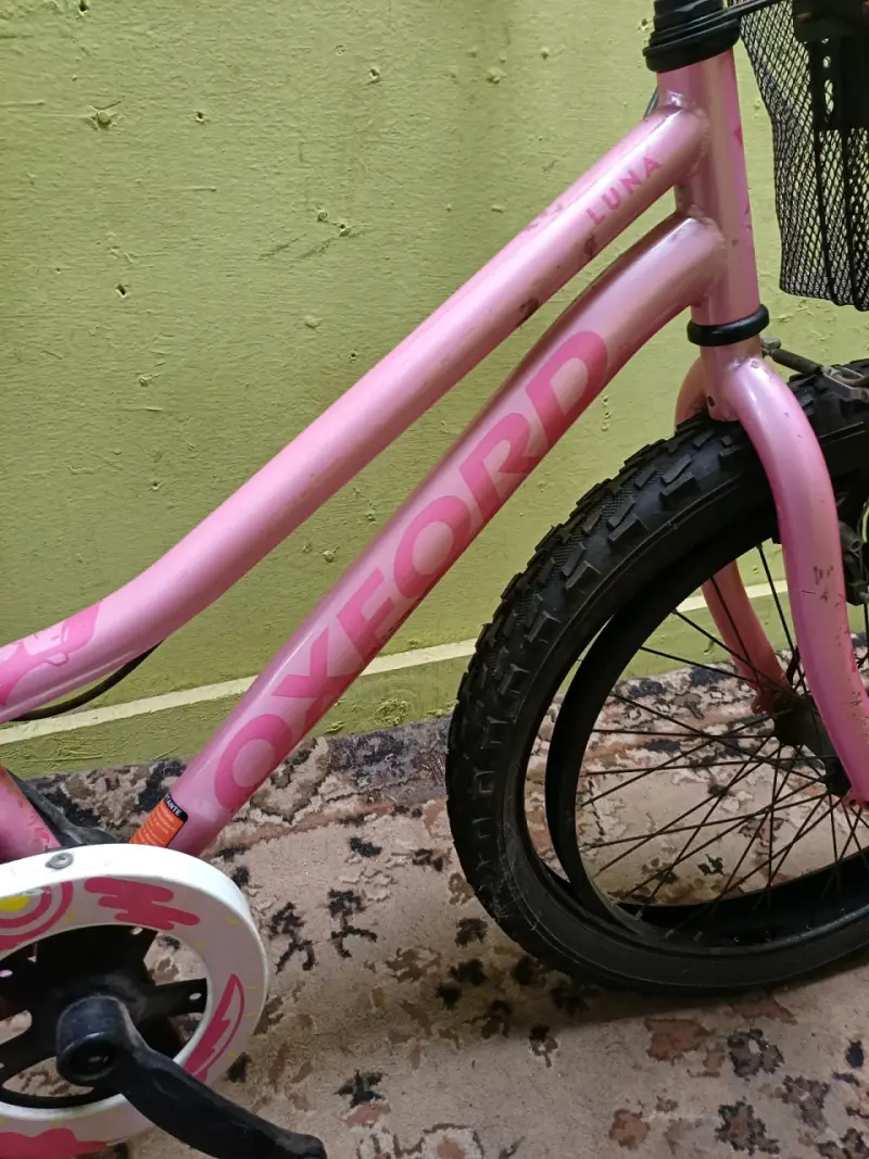 Bicicleta infantil rosa con canasto - 3
