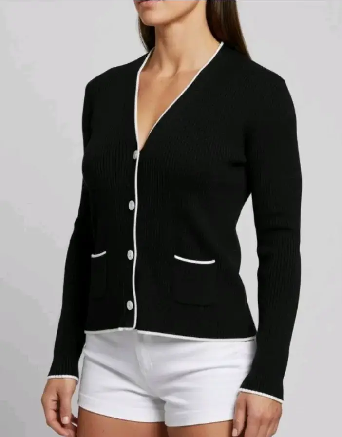 Cardigan negro con ribete blanco BCBG Max Azria - 1
