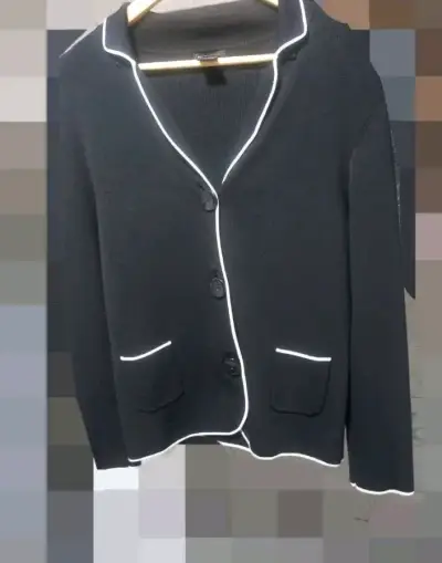 Cardigan negro con ribete blanco BCBG Max Azria - miniatura 3