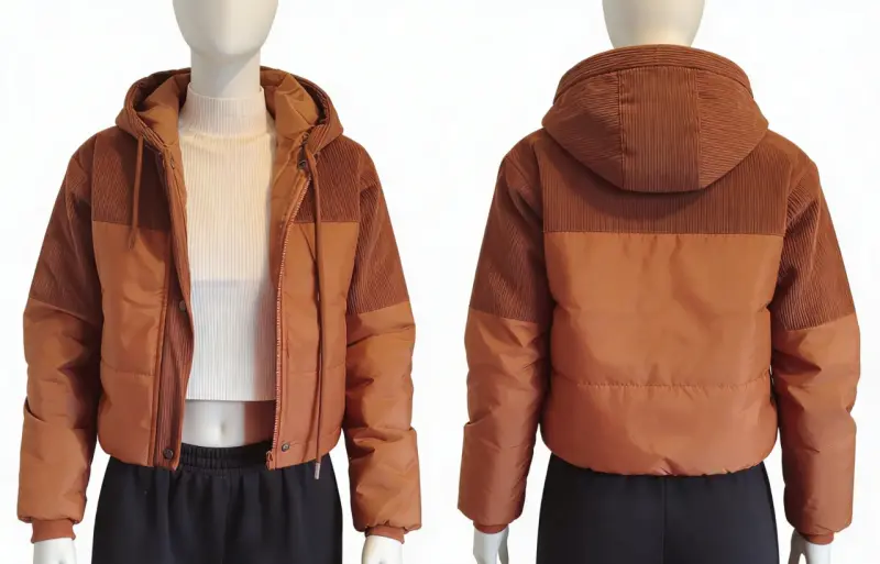 Chaqueta acolchada marrón con capucha