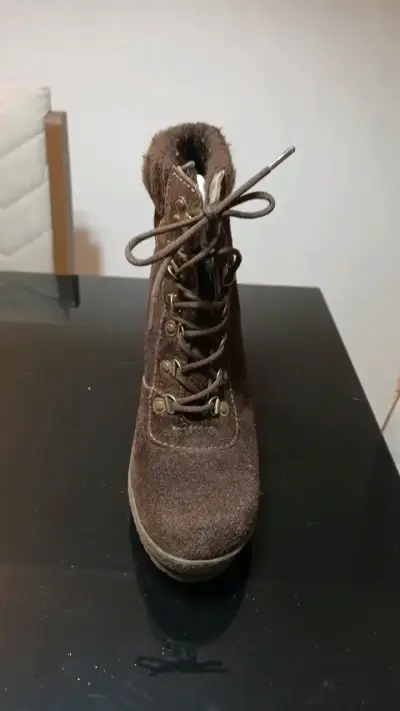 Botines de tacón alto marrones para mujer - miniatura 1