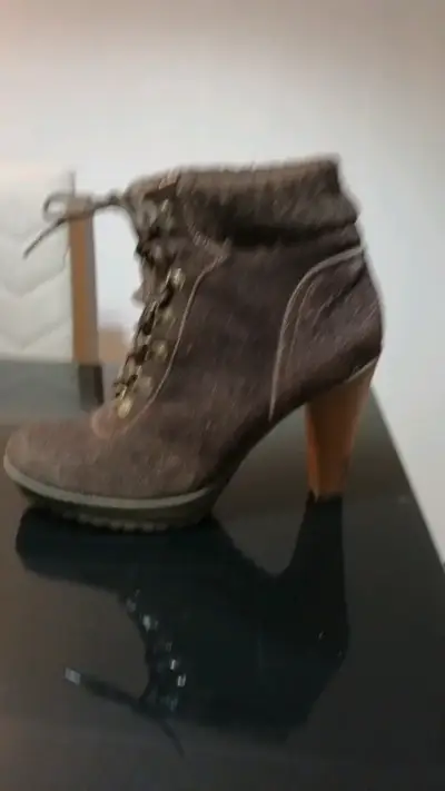 Botines de tacón alto marrones para mujer - miniatura 2