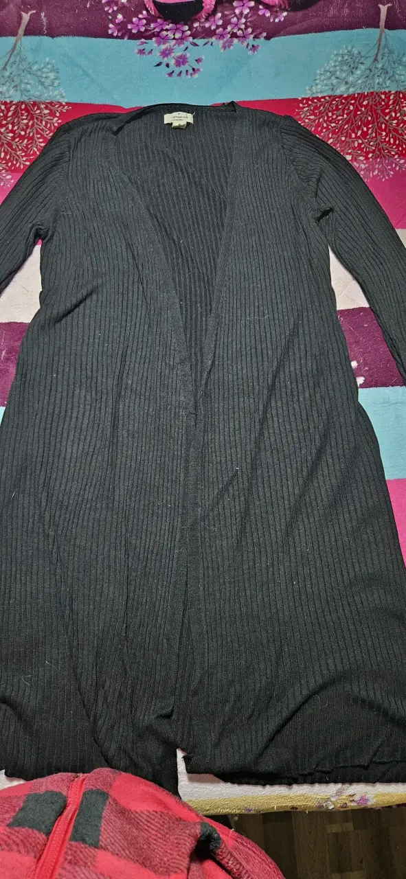 Cárdigan largo negro de punto para mujer - 2