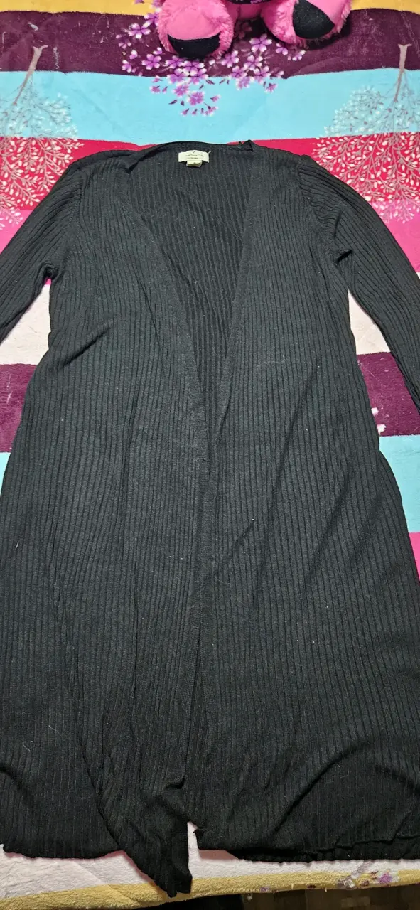 Cárdigan largo negro de punto para mujer - 3