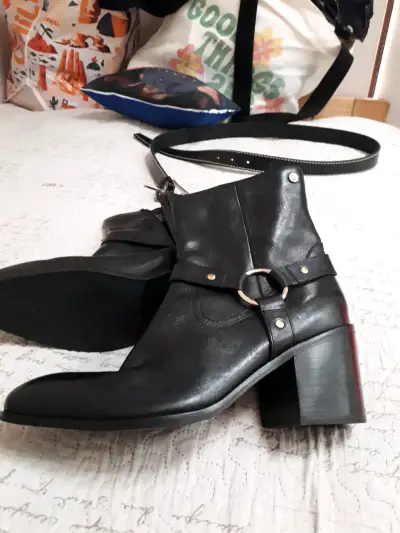 Botines de cuero con detalles de leopardo - miniatura 4