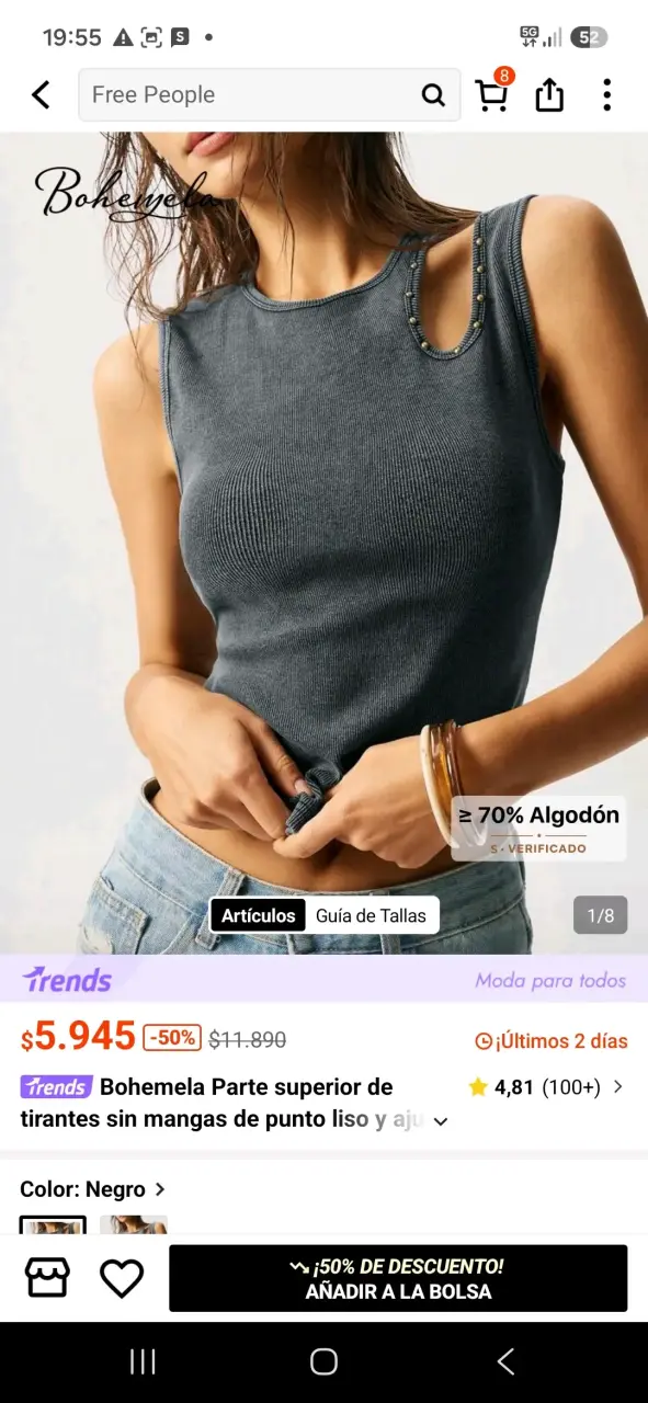 Top sin mangas Free People con detalles metálicos - 2