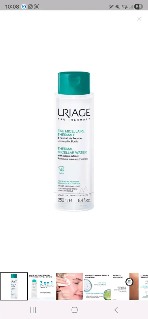 Agua Micelar Termal Uriage para Piel Mixta