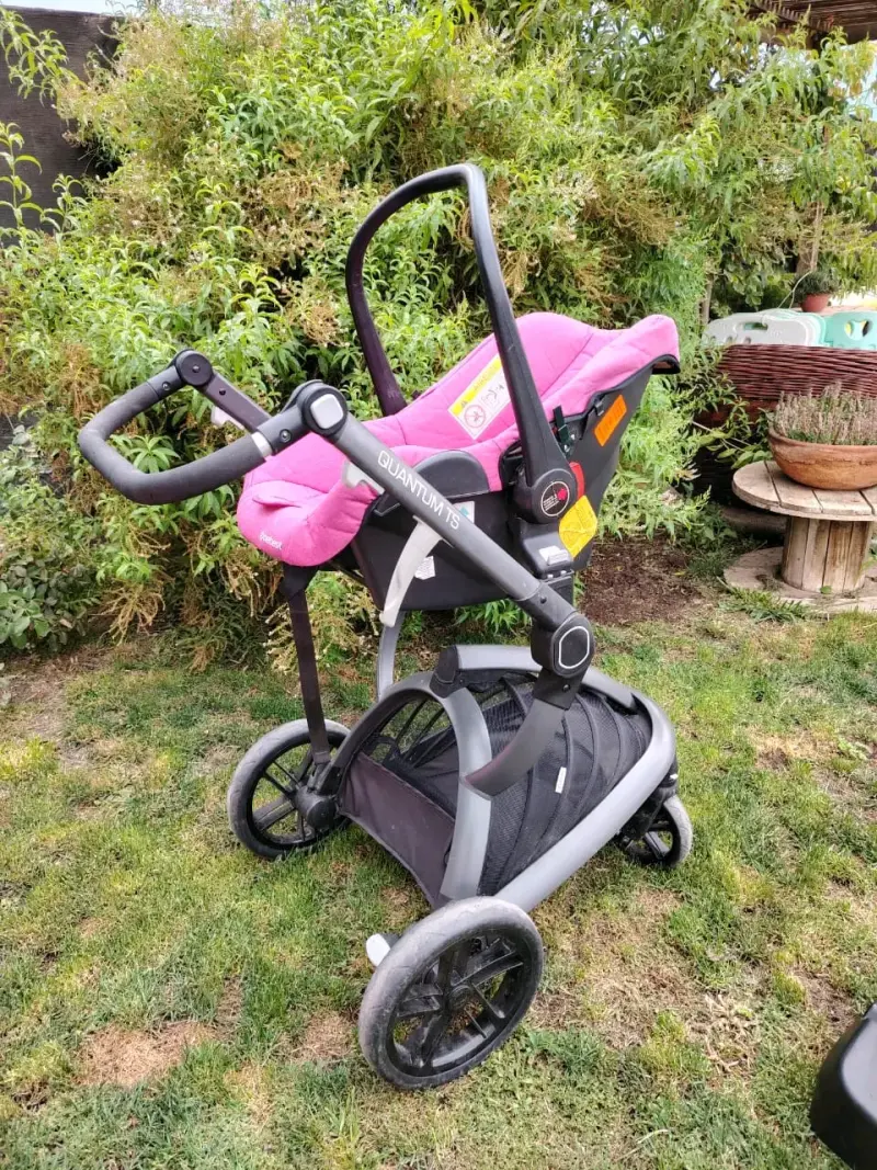 Coche de bebé 3 en 1 rosa con silla de auto - 2