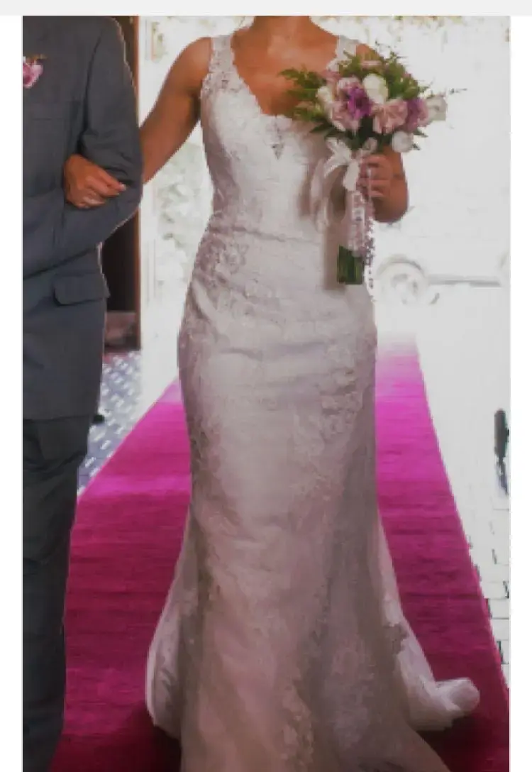 Vestido de novia encaje blanco elegante - 1