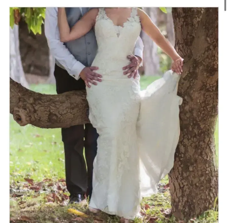 Vestido de novia encaje blanco elegante - 2