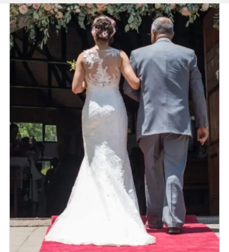 Vestido de novia encaje blanco elegante - 4