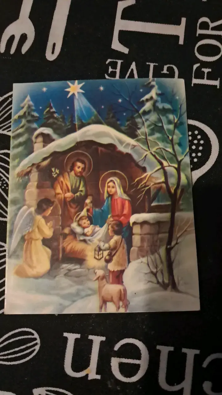 Tarjeta de Navidad con escena del pesebre - 1
