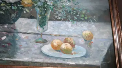 Cuadro de naturaleza muerta con frutas y flores - miniatura 1