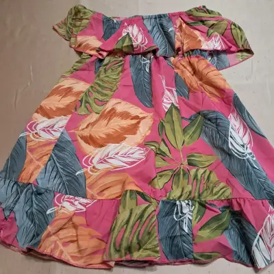 Vestido corto estampado tropical multicolor - miniatura 1