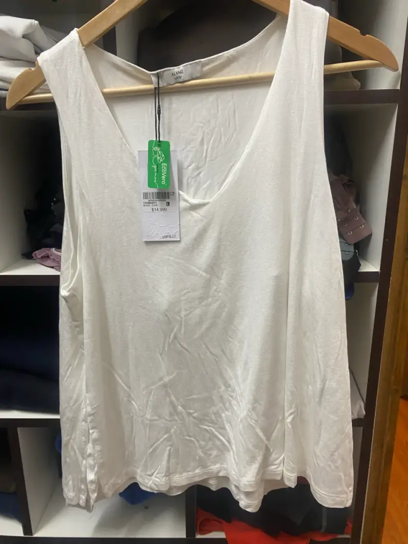 Polera sin mangas Alaniz blanca talla L - 3
