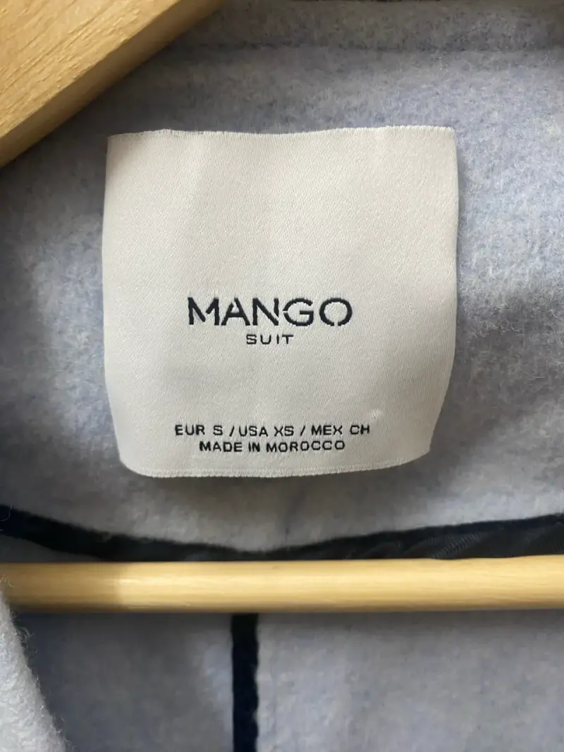 Abrigo de Lana Gris Claro Mango Talla S - 1