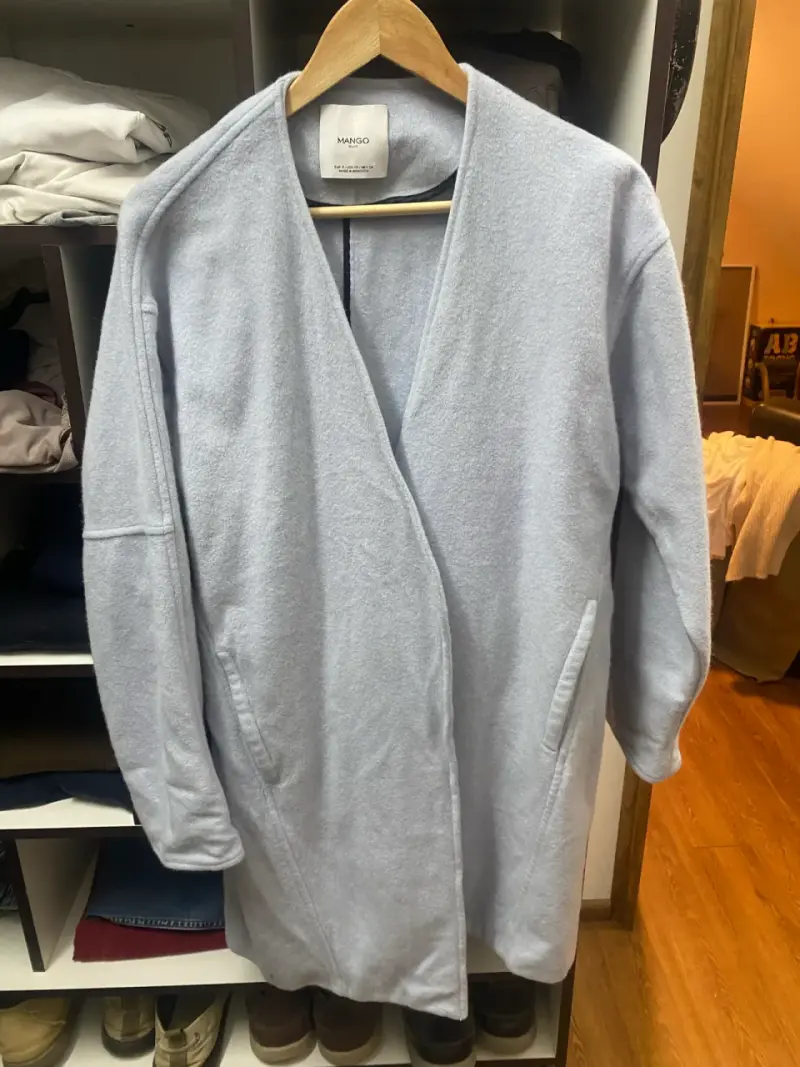 Abrigo de Lana Gris Claro Mango Talla S - 2