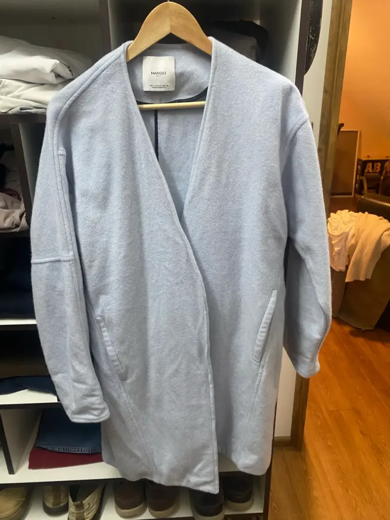 Abrigo de Lana Gris Claro Mango Talla S - 3