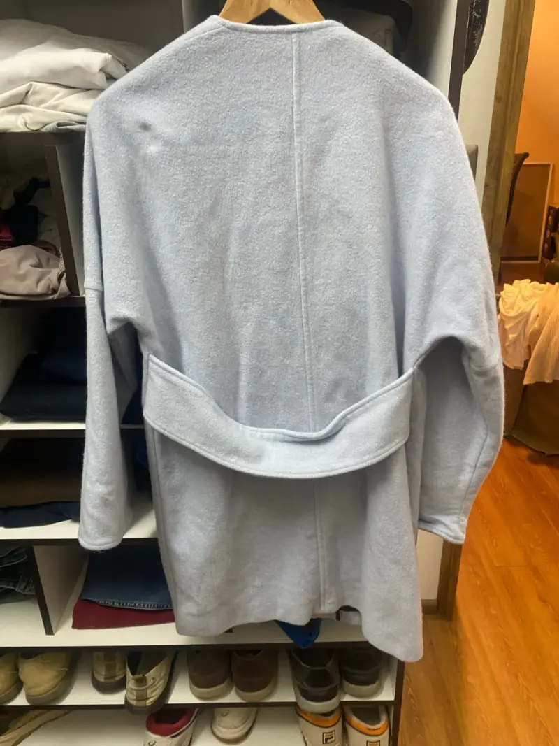 Abrigo de Lana Gris Claro Mango Talla S - 4