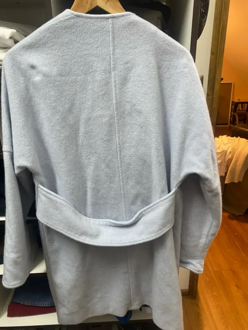 Abrigo de Lana Gris Claro Mango Talla S - 5