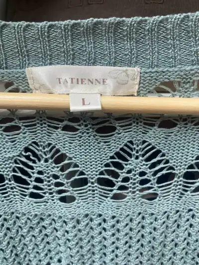 Suéter de punto calado verde Tatienne talla L - miniatura 1