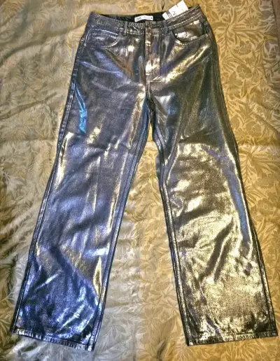 Pantalones Zara estilo metálico de tiro alto - miniatura 2