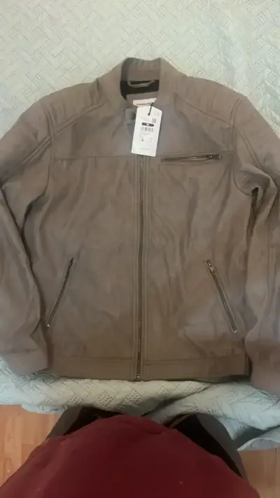 Chaqueta de cuero gris My Kingdom para hombre - miniatura 1