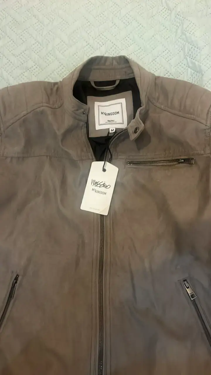 Chaqueta de cuero gris My Kingdom para hombre - 2