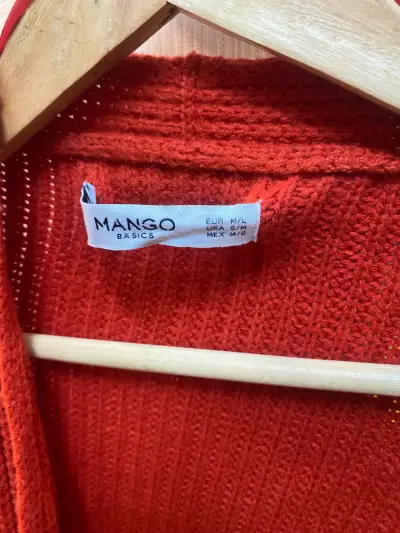 Cárdigan Rojo de Punto Mango Talla M - miniatura 1