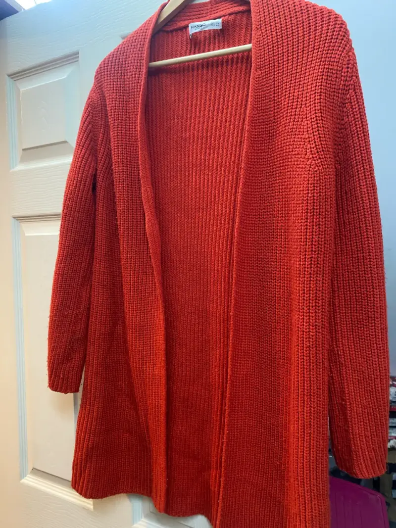 Cárdigan Rojo de Punto Mango Talla M - 2