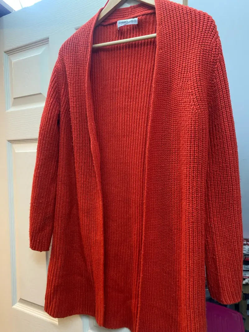 Cárdigan Rojo de Punto Mango Talla M - 3