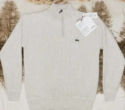 Suéter Lacoste de lana beige con cierre - miniatura 1