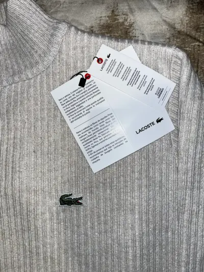 Suéter Lacoste de lana beige con cierre - miniatura 2