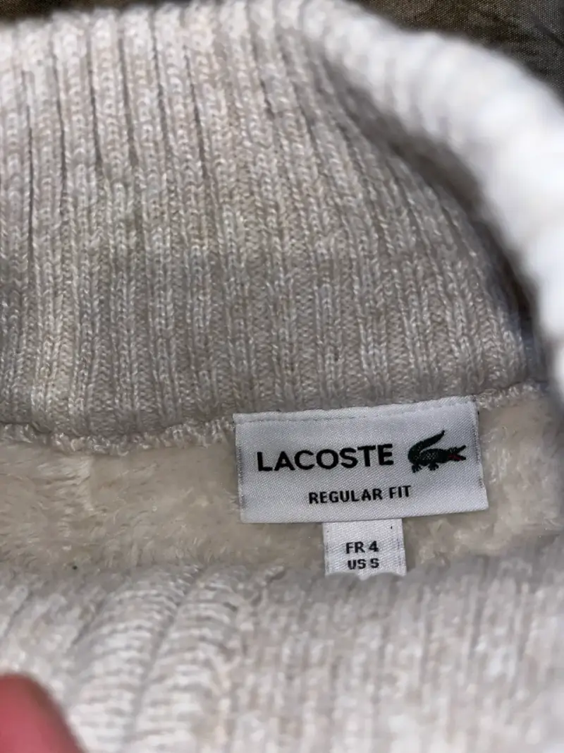 Suéter Lacoste de lana beige con cierre - 3