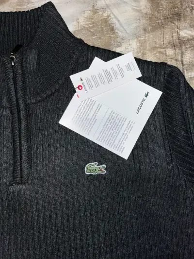 Suéter negro Lacoste de lana con cierre - miniatura 2