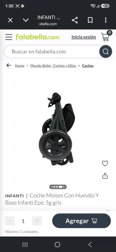 Coche Moisés Infanti Epic 5G Gris con Huevito - miniatura 1