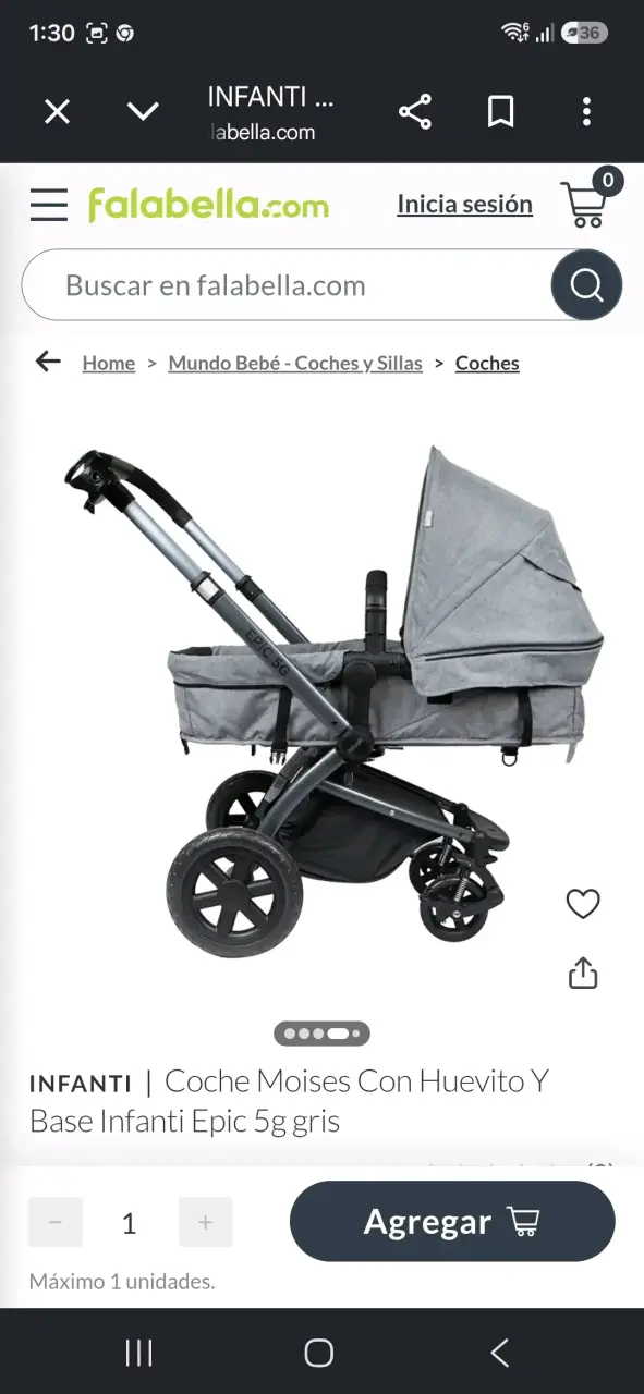 Coche Moisés Infanti Epic 5G Gris con Huevito - 2