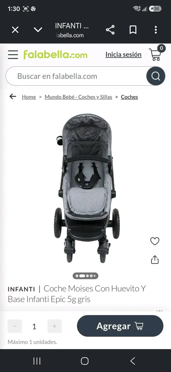 Coche Moisés Infanti Epic 5G Gris con Huevito - 3