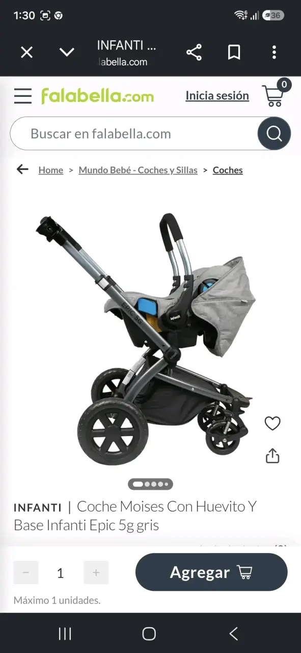 Coche Moisés Infanti Epic 5G Gris con Huevito - 4