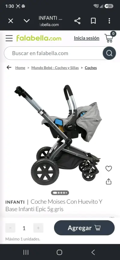 Coche Moisés Infanti Epic 5G Gris con Huevito - miniatura 4