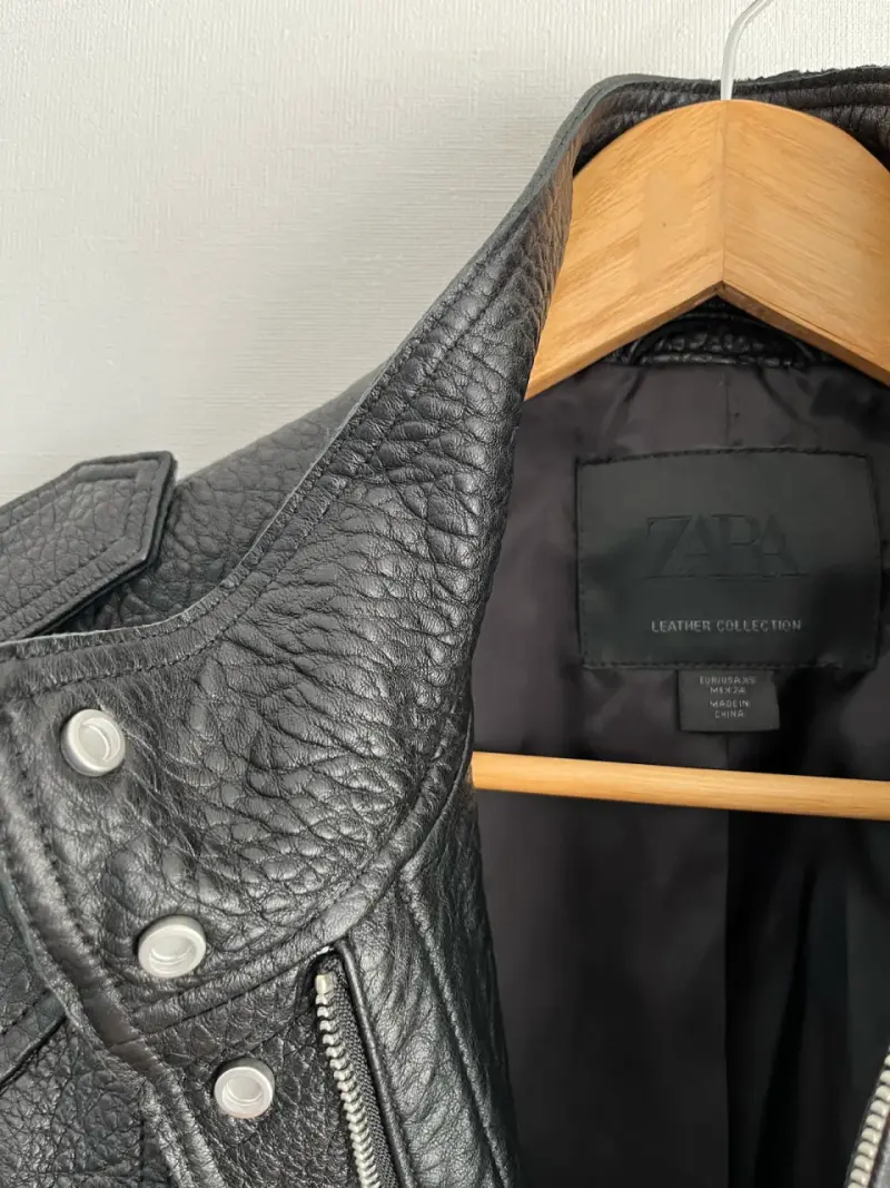 Chaqueta de cuero negra Zara mujer - 4