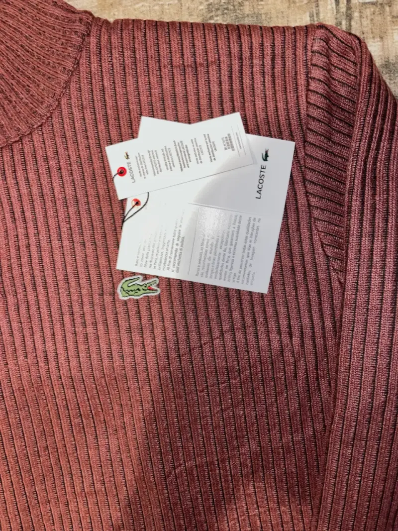 Suéter Lacoste burdeos de lana con cierre - 2