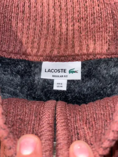 Suéter Lacoste burdeos de lana con cierre - miniatura 3