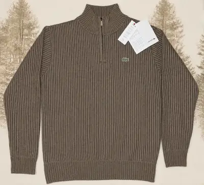 Suéter de lana marrón con cierre Lacoste - miniatura 1