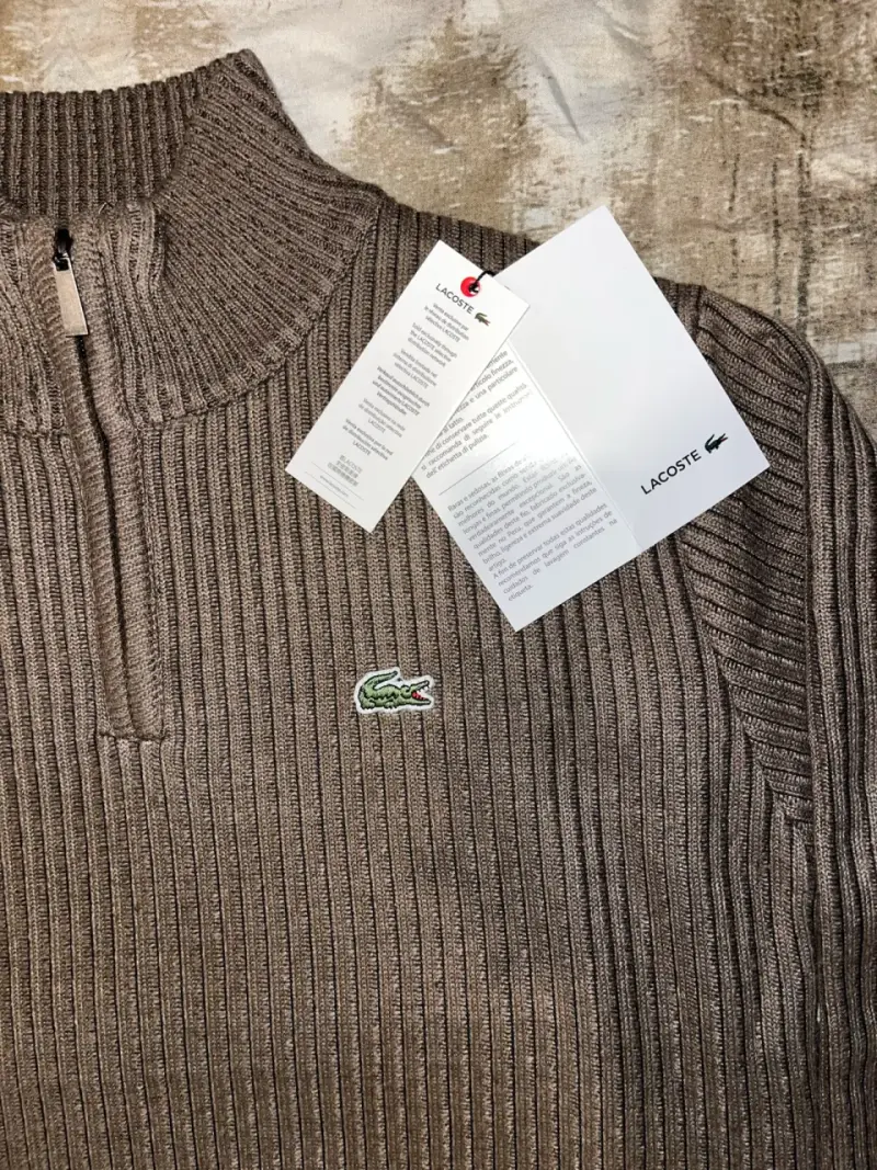 Suéter de lana marrón con cierre Lacoste - 2