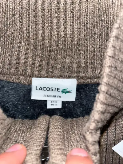 Suéter de lana marrón con cierre Lacoste - miniatura 3
