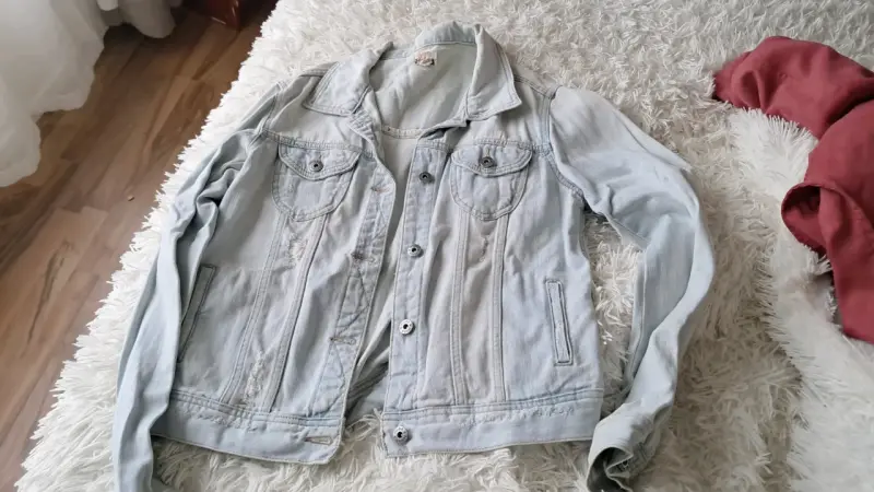 Chaqueta de mezclilla azul claro para mujer - 3