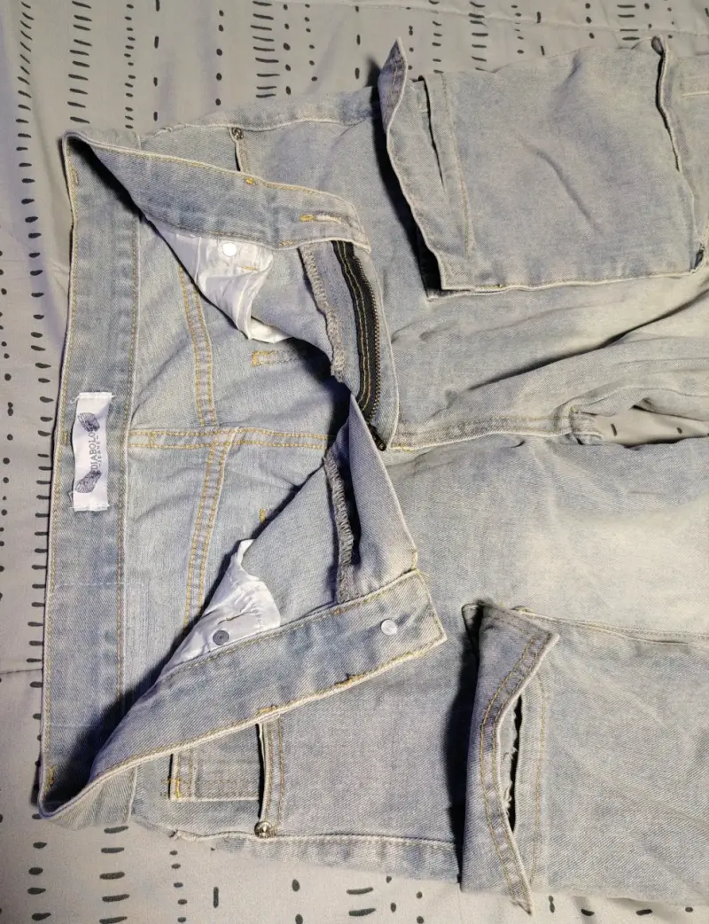 Jeans cargo de mezclilla desgastados para hombre - 5