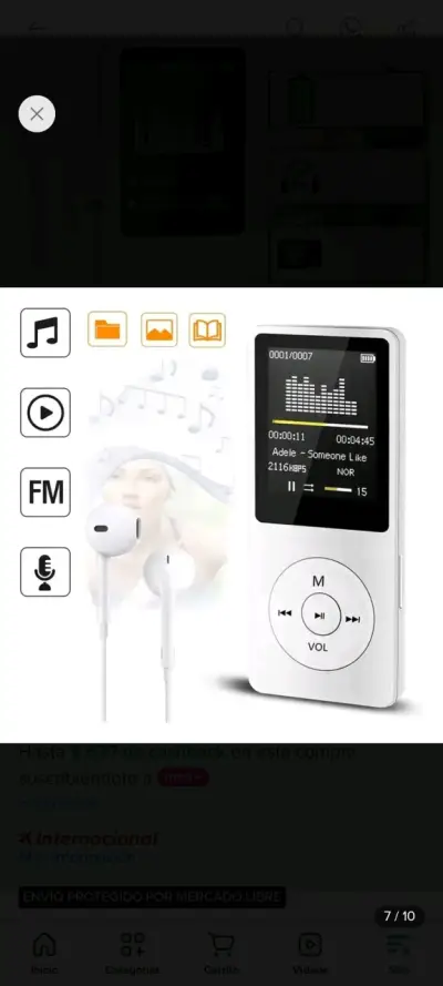 Reproductor MP3 portátil con auriculares y FM - miniatura 1